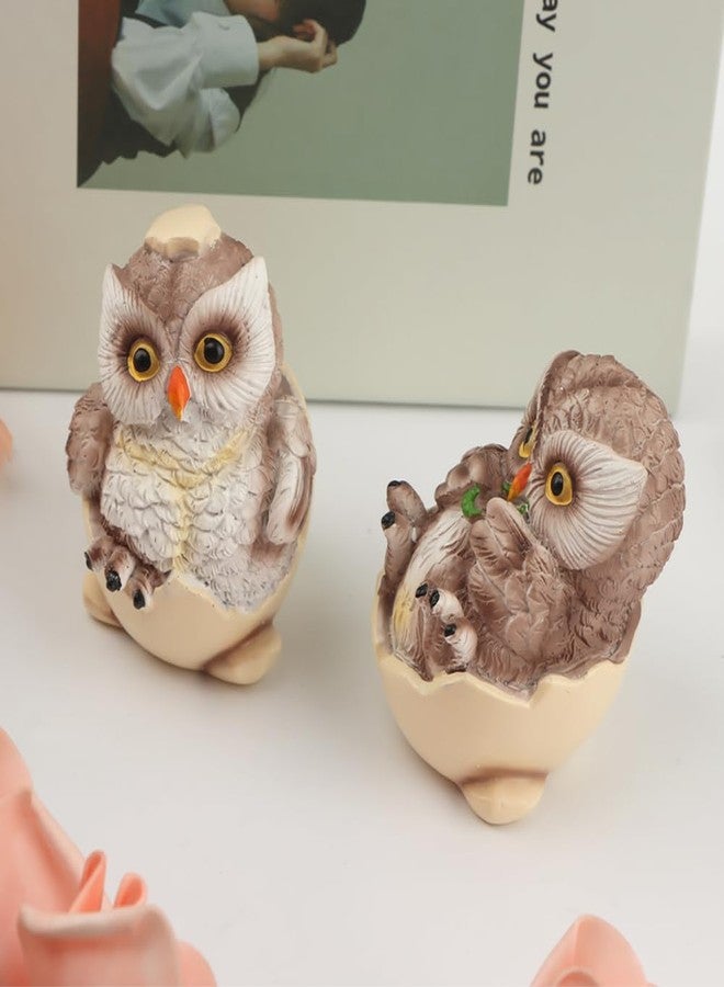 Restynic 2-Piece Resin Owl Figurines - Eggshell Texture, Hand-Painted Detailing, Spruces Up Bookshelves/Desks/Mantels - Warms Home Vibe for Decor Lovers - Image 3